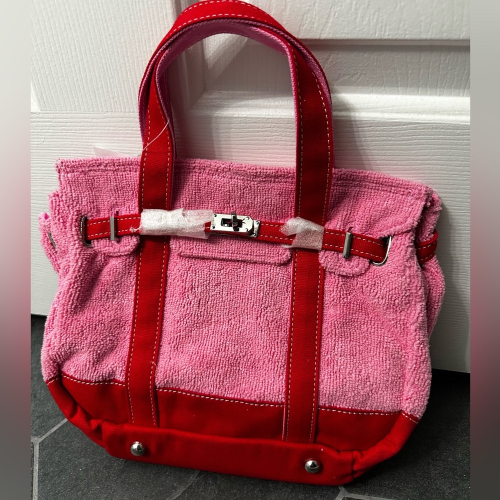 New Release Pink and Red Boatkin Inspired Terry Cloth Small Tote Bag